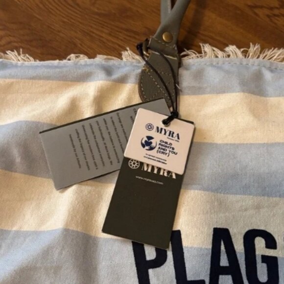 MYRA Saint Tropez Weekender Bag In White & Sky Blue XL🎁🆕⌚🏃💨🚚 - Picture 8 of 10